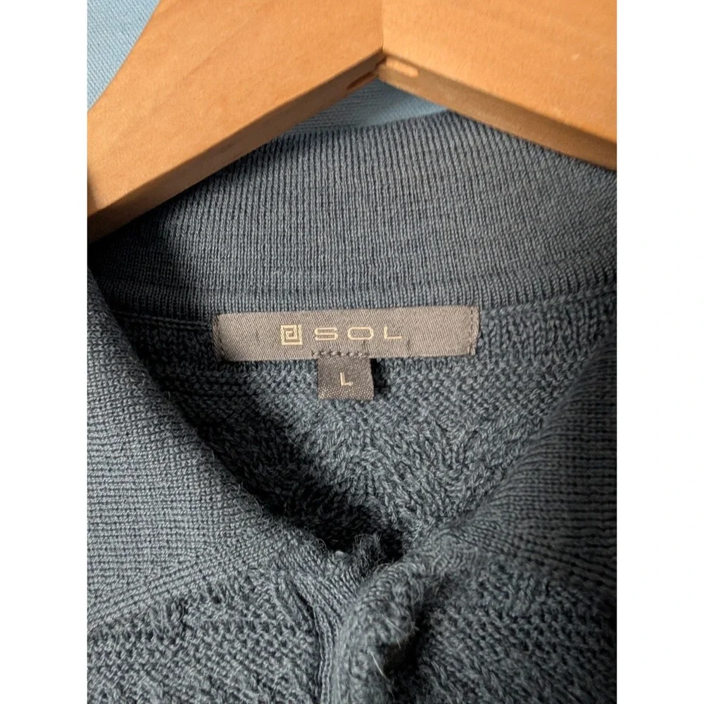 NEW! SOL Baby Alpaca - Wool Slate Blue Collared Knit Pullover $180